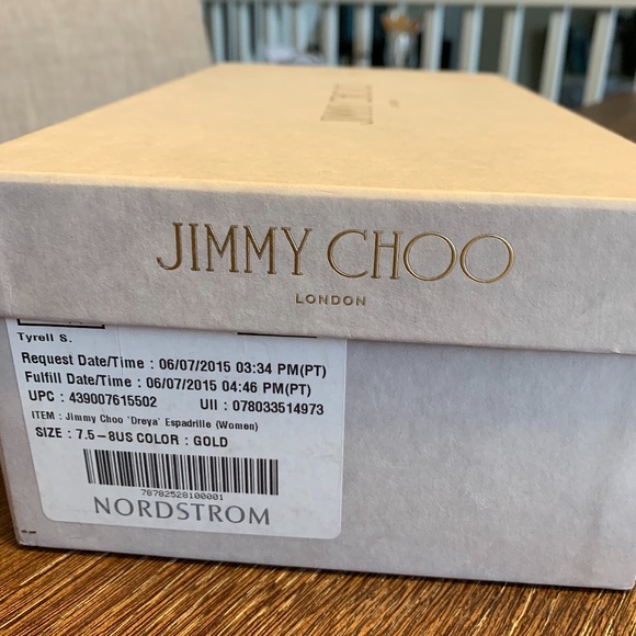 Authentic Jimmy Choo Dreya Gold Leather Espadrille - Picture 4 of 4